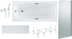 Готовое решение: акриловая ванна Roca Sureste, душевой гарнитур Grohe 3330220A, шторка Niagara