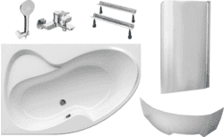 Готовое решение: акриловая ванна Ravak Rosa I, стеклянная шторка Ravak Rosa, смеситель Am.Pm X-Joy