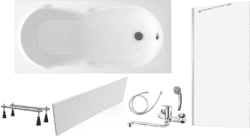 Готовое решение: акриловая ванна Lavinia Boho Easter Pro, душевой гарнитур Deante, шторка Ambassador