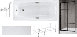 Готовое решение: акриловая ванна Roca Sureste, душевой гарнитур Grohe 3330220A, шторка Rea