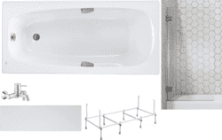 Готовое решение: акриловая ванна Roca Sureste, смеситель Grohe 32865000, шторка Ambassador 70